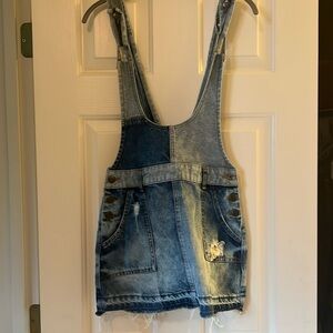 Free People denim Jean overall dress mini size 2 EUC